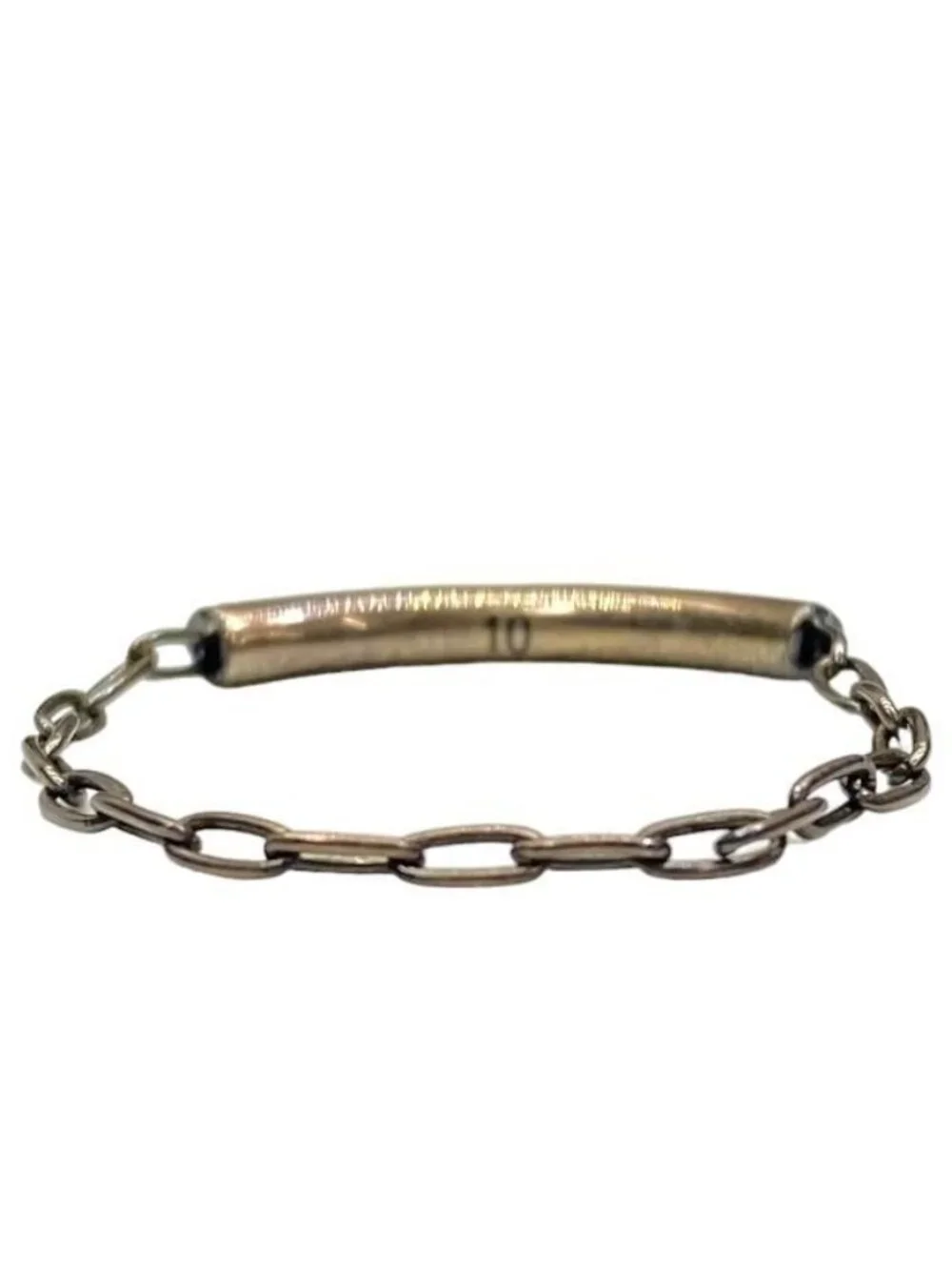 Saint Laurent Ring Chain Accessory Small Logo Metal Black Size 10